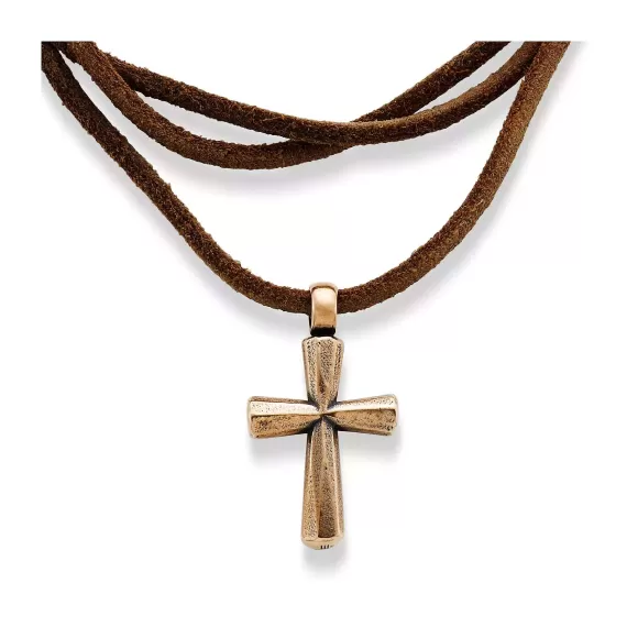 Cheap James Avery Artisan Jewelry Rustic Bronze Cross Leather Necklace